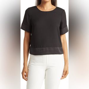 Daniel Rainn Satin Trim Boxy Blouse